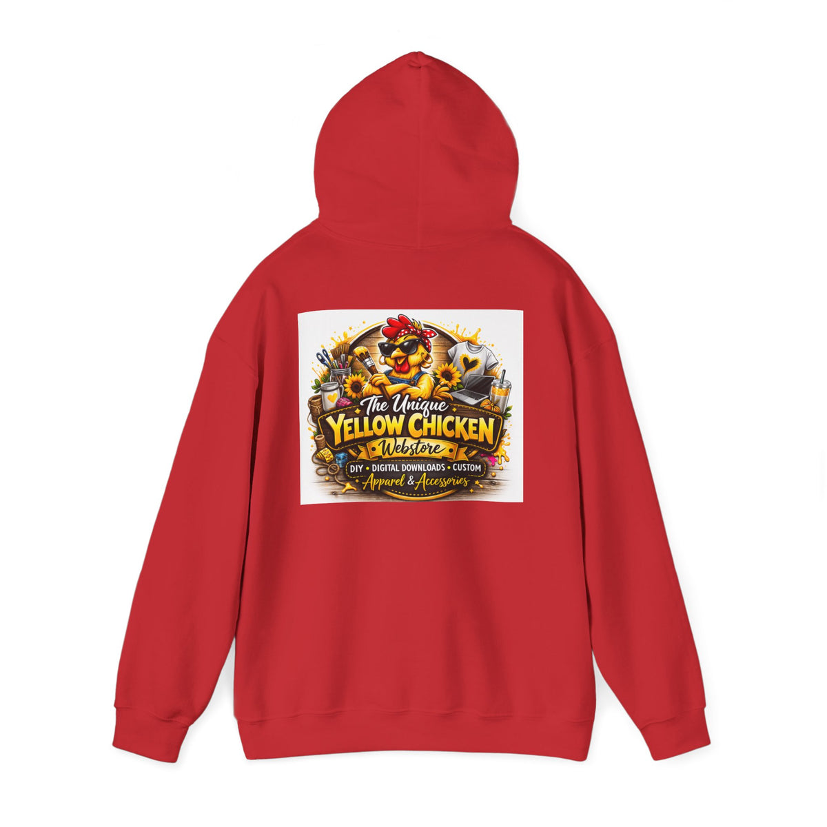 Yellow Chicken Logo Hoodie — "The Unique Yellow Chicken" Graphic Pullover