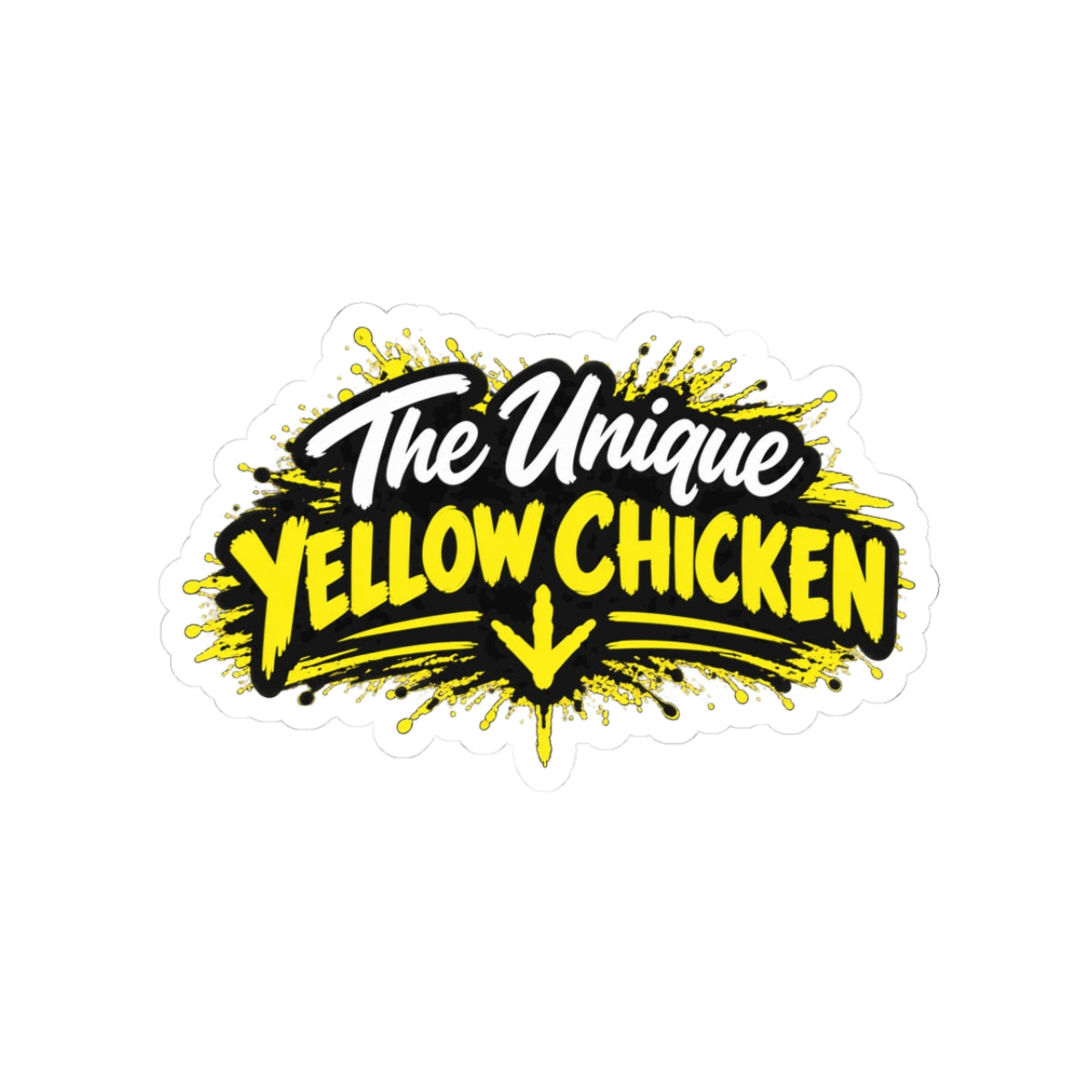 The Unique Yellow Chicken Kiss-Cut Sticker — Bold Yellow Logo Decal for Laptops, Water Bottles & Gear