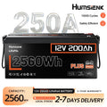 Humsienk 12V 200Ah LiFePO4 Battery, Built-in 250A BMS, 15000+ Deep Cycle, Low-Temp Protection, Rechargeable Lithium Battery for RV, Van, Golf Cart, Boat, Camper, Marine, Trolling Motor, Off-Grid, Solar Energy Storage, 5-Year