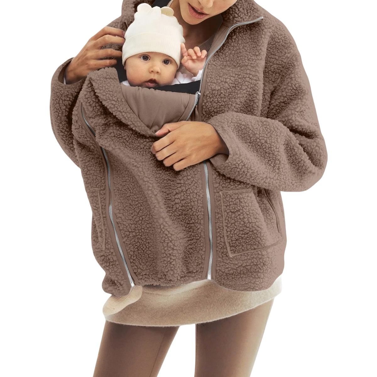 Fleece High Neck Relaxed Fit Women's Coat