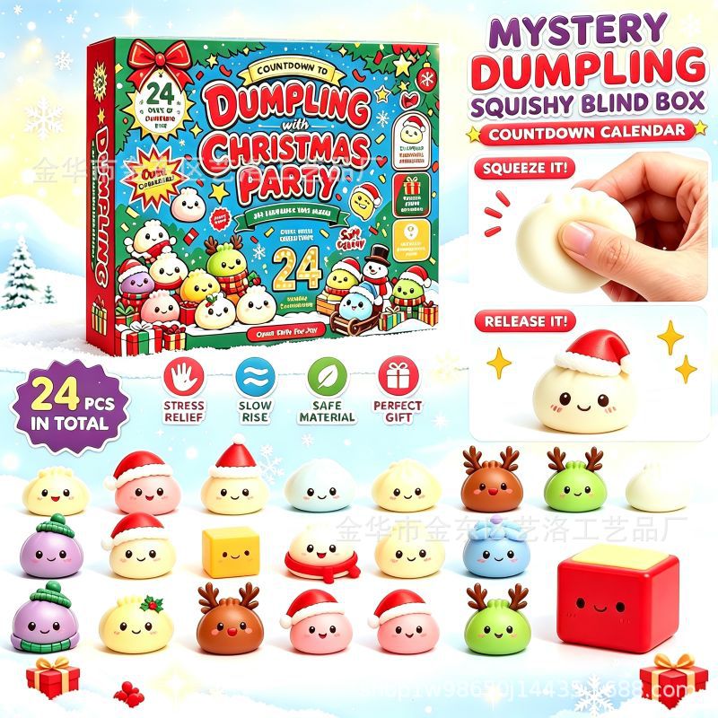 Christmas 24 Days Countdown Calendar Squishy Blind Box DIY Bun Toy Gift