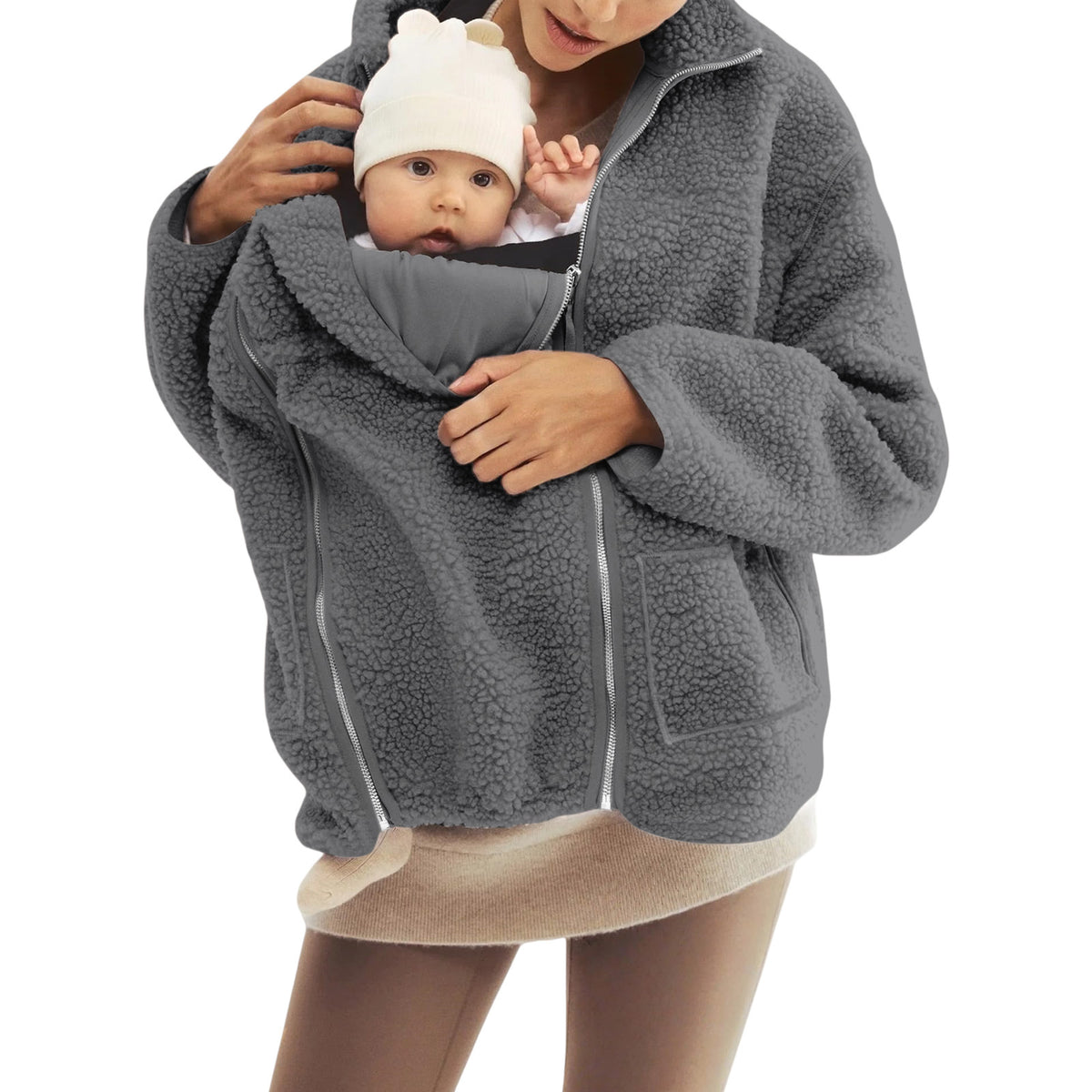 Fleece High Neck Relaxed Fit Women's Coat