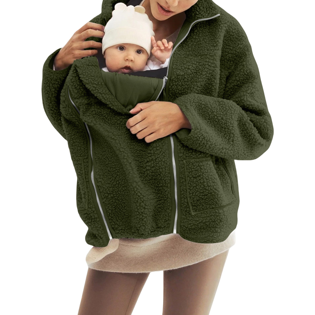 Fleece High Neck Relaxed Fit Women's Coat