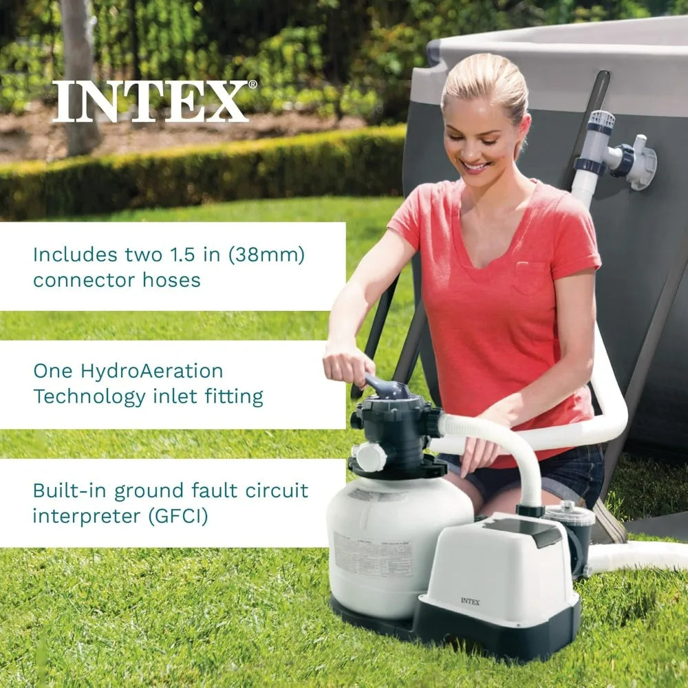 INTEX Krystal Clear Sand Filter Pump for Above Ground Pools Swimming Pool Pump with Automatic Timer Hydro Aeration Tech
