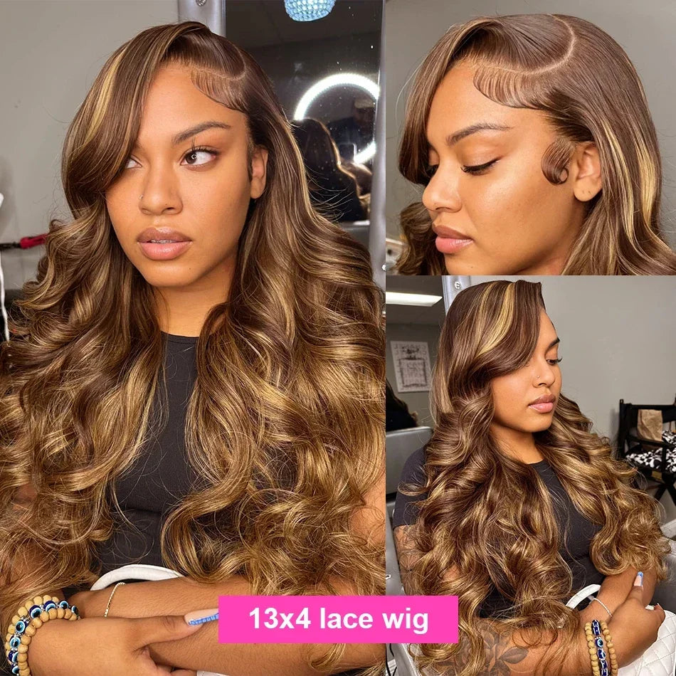 Body Wave Highlight Wig Human Hair 13x6 Colored P/427 Hd Lace Frontal Wig Honey Blonde Lace Front Wigs 4x4 5x5 Closure Wig 1-2 Days Quick Delivery