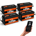 Buknuwo 4Pack 25.6V 100Ah LiFePO4 Deep Cycle Lithium Battery, Bluetooth Monitor Available, Built-in Smart BMS, Long Service Life, Rechargeable Battery For Camping Yacht Home Off-Grid Solar System