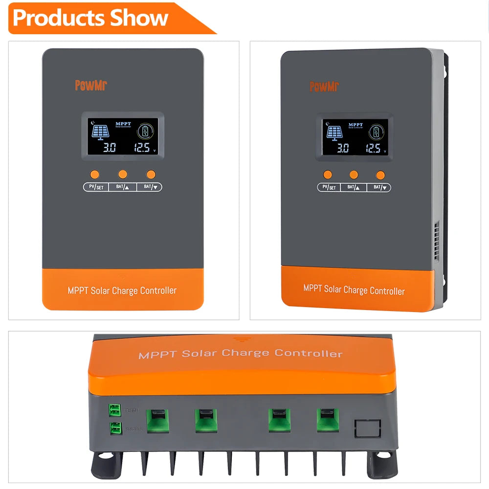 PowMr MPPT 100A 80A Solar Charge Controller 12V 24V 36V 48V Auto Solar Panels Regulator Parallel Up 12 Units For Lead LiFePO4 Lithium Battery