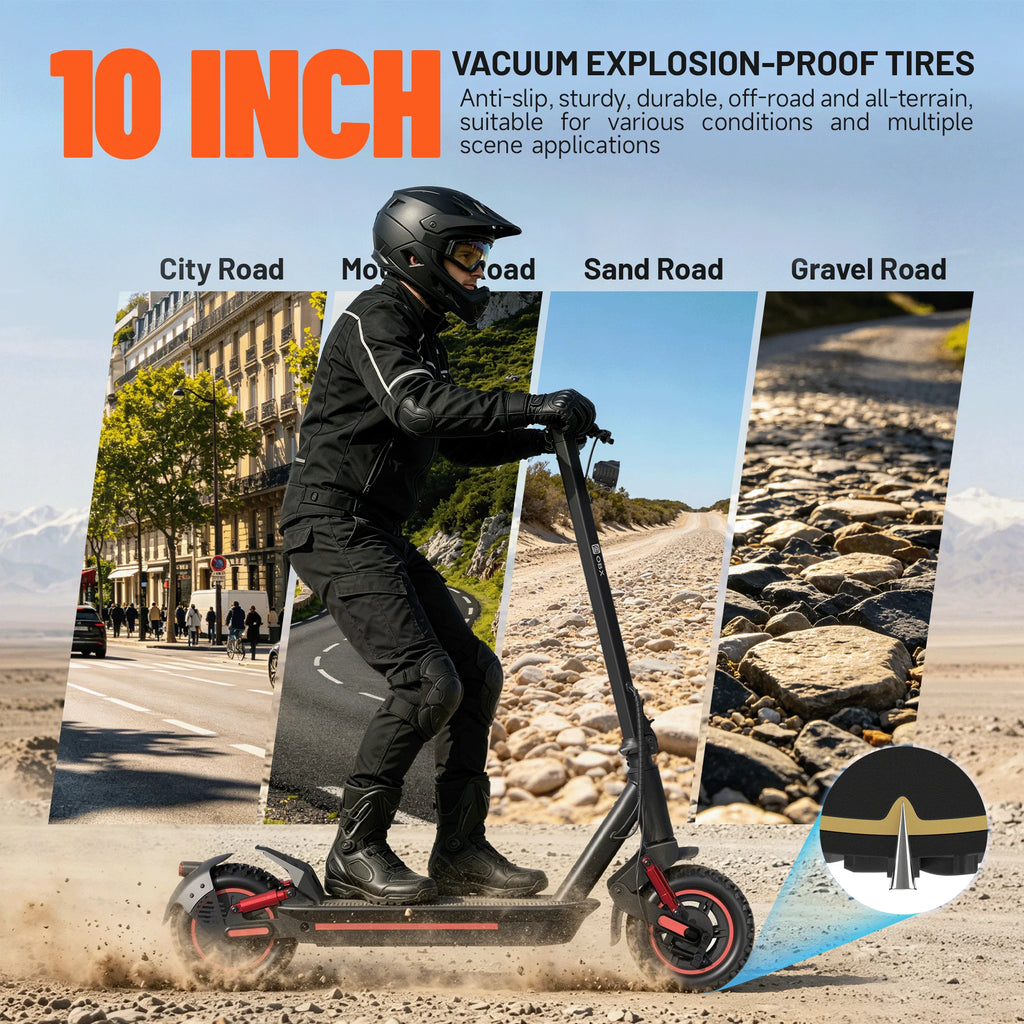 OBX Electric Scooters Adults-1200W Dual Motor 30 MPH Fast Escooter 31 Miles+ Long Range Battery E Scooter for Adult 10'' Off Road Tires Foldable E-Scooters