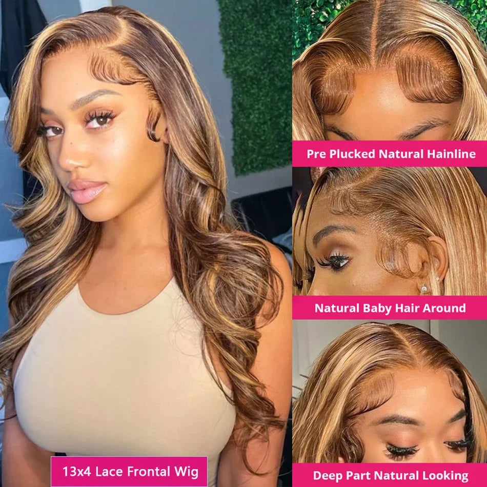 Body Wave Highlight Wig Human Hair 13x6 Colored P/427 Hd Lace Frontal Wig Honey Blonde Lace Front Wigs 4x4 5x5 Closure Wig 1-2 Days Quick Delivery
