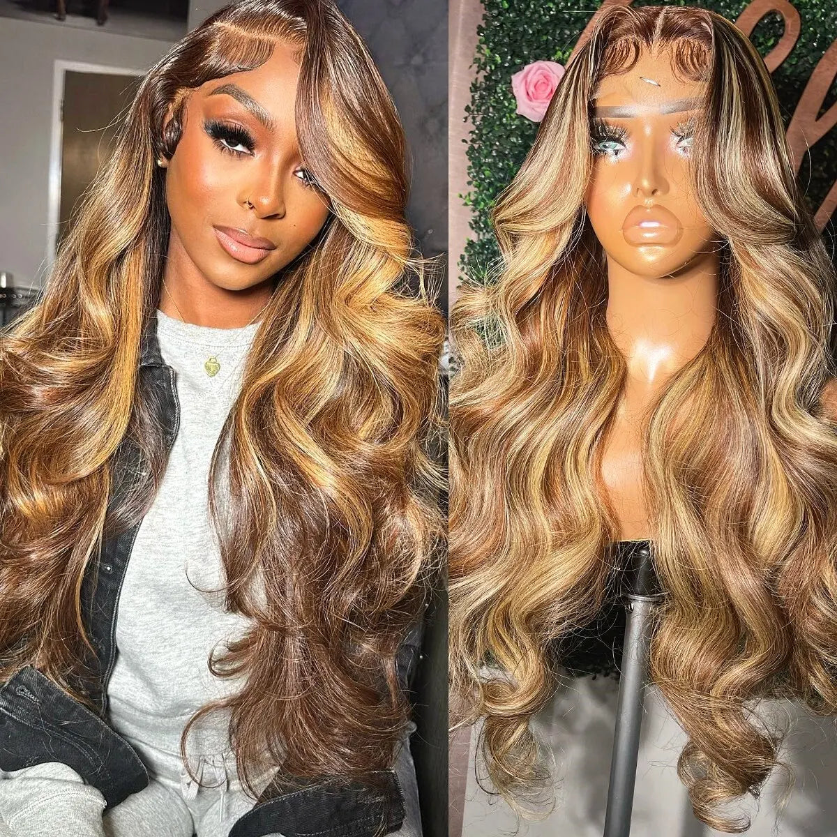 Body Wave Highlight Wig Human Hair 13x6 Colored P/427 Hd Lace Frontal Wig Honey Blonde Lace Front Wigs 4x4 5x5 Closure Wig 1-2 Days Quick Delivery