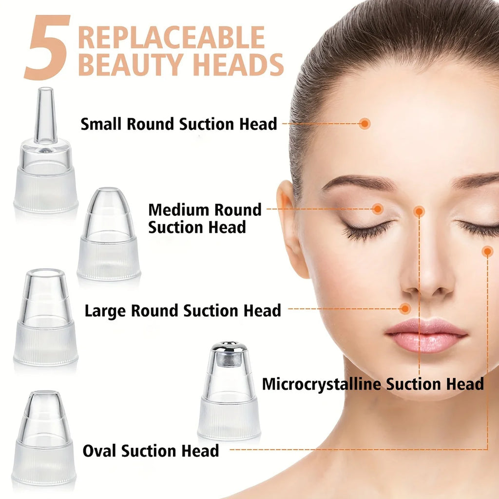 Cloud Prime Electric Facial Pore Cleaner Pimple Adsorbent Rechargeable Blackhead Reduce Tool 3 Suction Power, 5 Probes For Christmas And New Year Gifts